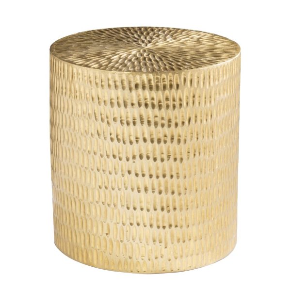 18" Gold Manufactured Wood And Solid Wood Round End Table - Image 2