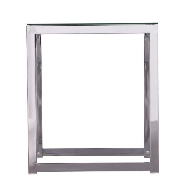 22" Chrome Glass And Iron Square End Table - Image 3