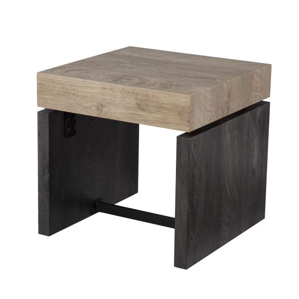 20" Natural Wood Manufactured Wood And Iron Square End Table - Image 3