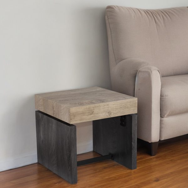 20" Natural Wood Manufactured Wood And Iron Square End Table - Image 2