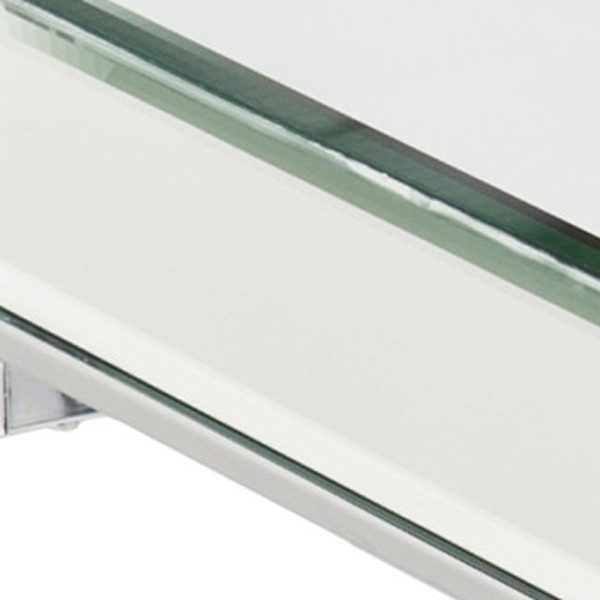 22" Silver And Clear Mirrored Glass Square End Table - Image 3
