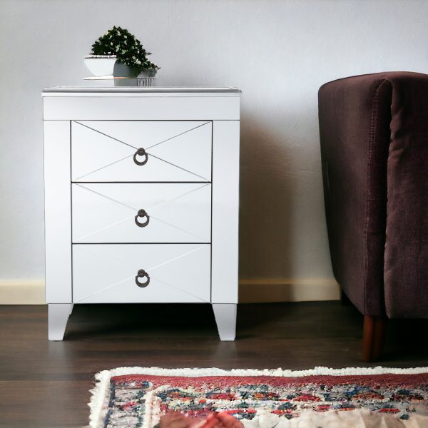 26" Silver End Table With Three Drawers - Image 2