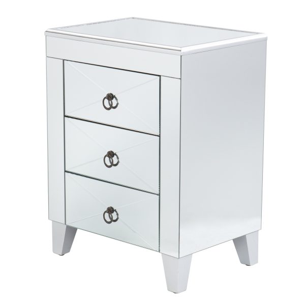 26" Silver End Table With Three Drawers - Image 3