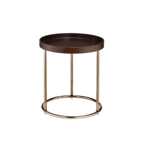22" Copper And Brown Round End Table