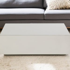 35" Silver Stainless Steel Square Solid Coffee Table