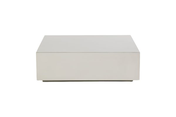 35" Silver Stainless Steel Square Solid Coffee Table - Image 2