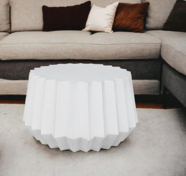 Modern White Concrete Abstract Coffee Table - Image 2