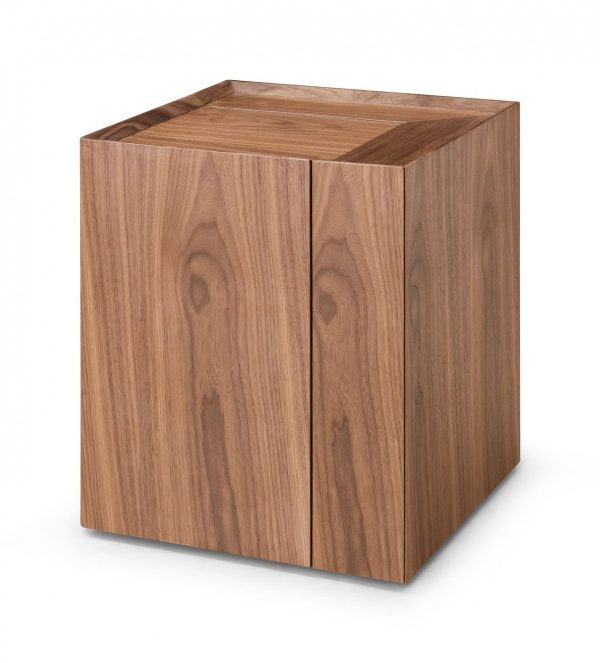 Compact Multipurpose Walnut Rolling End Table with Hidden Storage - Image 2