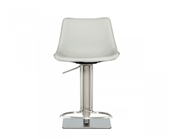 29" Light Gray And Silver Faux Leather And Stainless Steel Swivel Low Back Bar Height Bar Chair - Image 2