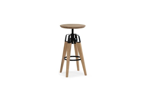 34" Natural And Natural and Black Solid Wood Backless Bar Chair