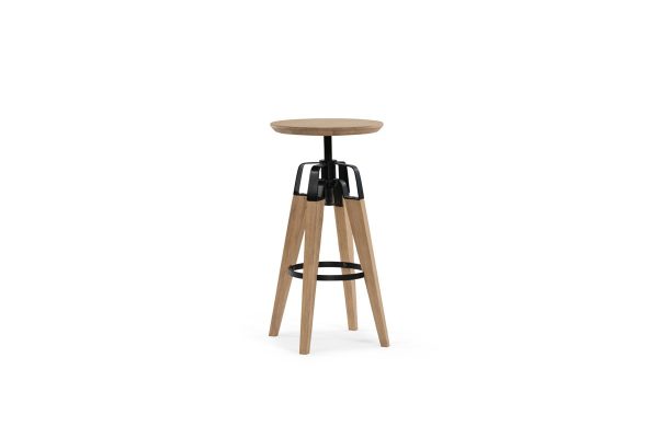 34" Natural And Natural and Black Solid Wood Backless Bar Chair - Image 3