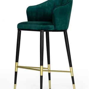 31" Green And Black Steel Low Back Bar Height Bar Chair