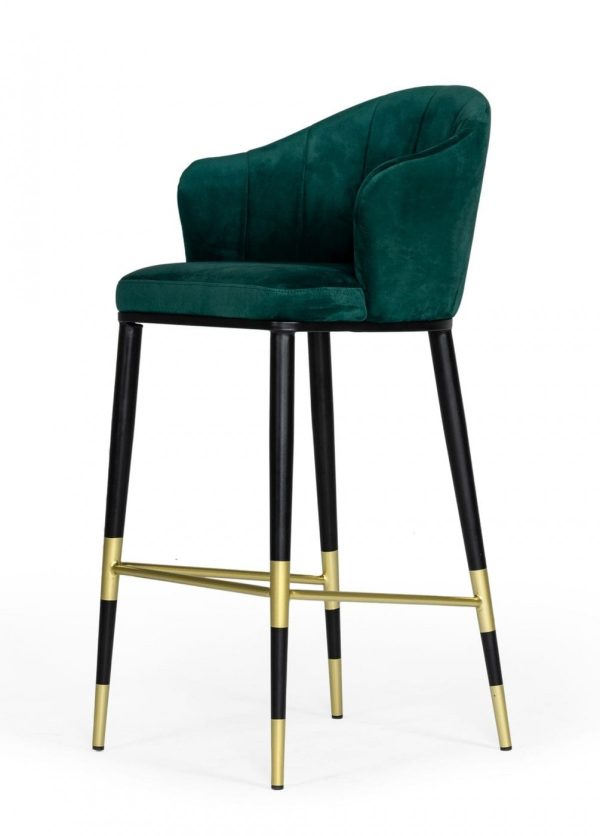 31" Green And Black Steel Low Back Bar Height Bar Chair