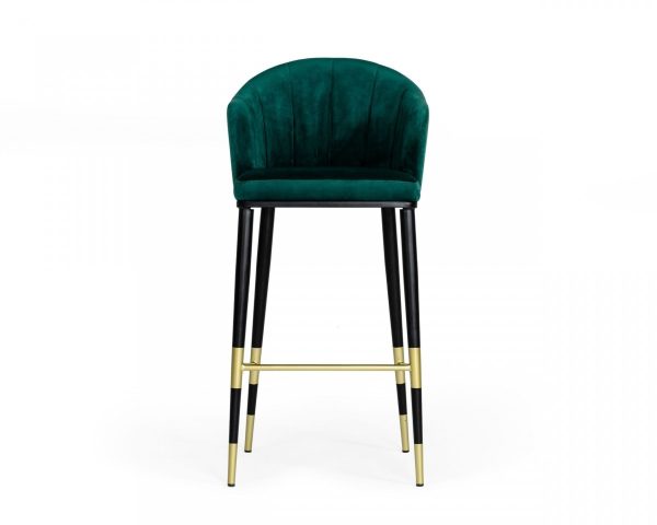 31" Green And Black Steel Low Back Bar Height Bar Chair - Image 2