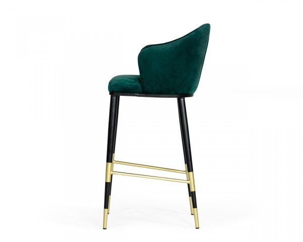 31" Green And Black Steel Low Back Bar Height Bar Chair - Image 3