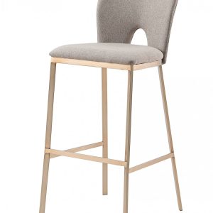 Set of Two 31" Gray And Antiqued Brass Iron Bar Height Bar Chairs