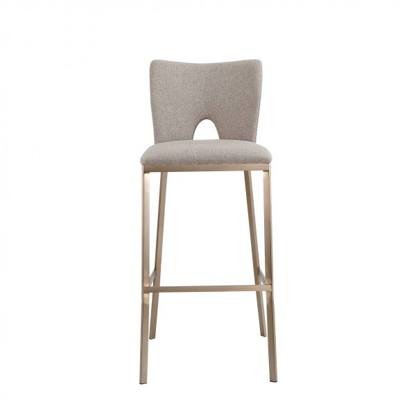 Set of Two 31" Gray And Antiqued Brass Iron Bar Height Bar Chairs - Image 2