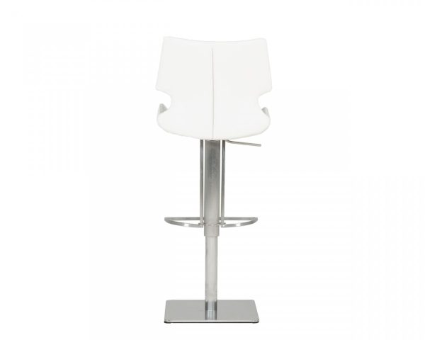 31" White And Silver Faux Leather And Steel Swivel Low Back Bar Height Bar Chair - Image 3
