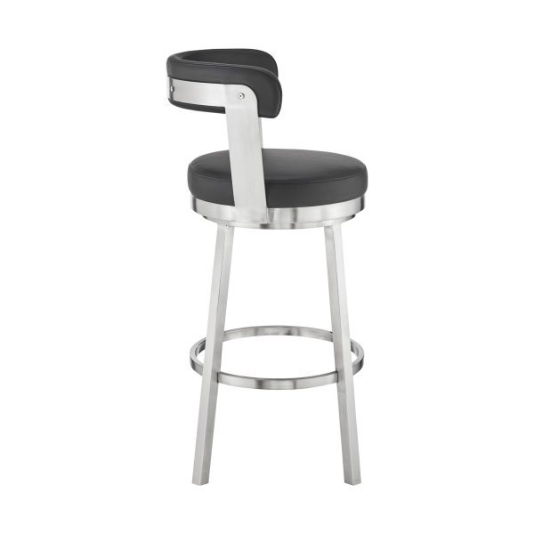26" Black And Silver Iron Swivel Backless Counter Height Bar Chair - Image 3