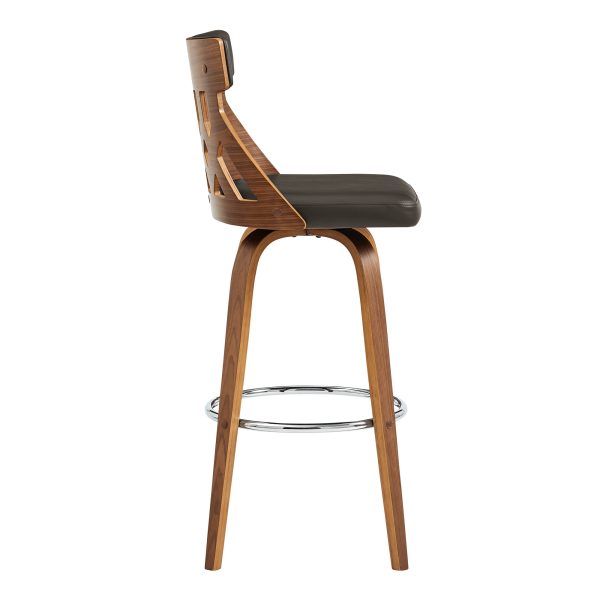 26" Brown Swivel Backless Counter Height Bar Chair - Image 3