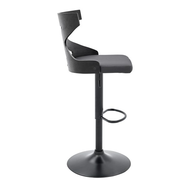 24" Gray And Black Iron Swivel Backless Adjustable Height Bar Chair - Image 3
