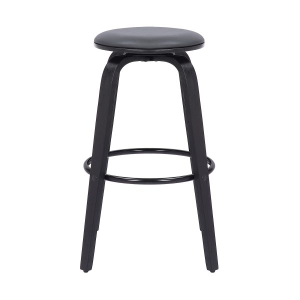 25" Gray And Black Solid Wood Swivel Backless Counter Height Bar Chair - Image 2
