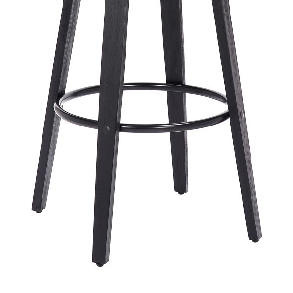 25" Gray And Black Solid Wood Swivel Backless Counter Height Bar Chair - Image 3