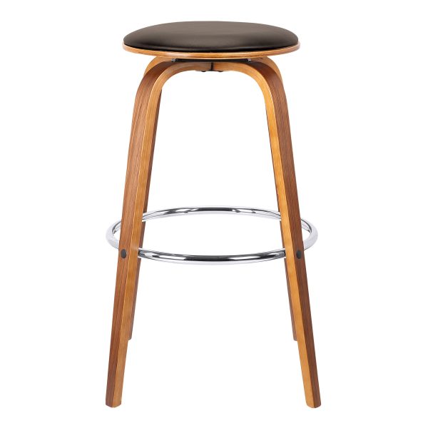 25" Brown Iron Swivel Backless Counter Height Bar Chair - Image 3