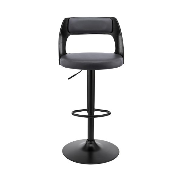 25" Gray And Black Iron Swivel Adjustable Height Bar Chair - Image 2