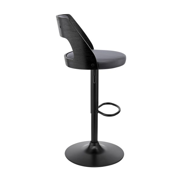 25" Gray And Black Iron Swivel Adjustable Height Bar Chair - Image 3
