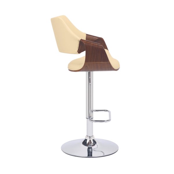 25" Cream And Silver Iron Swivel Adjustable Height Bar Chair - Image 3