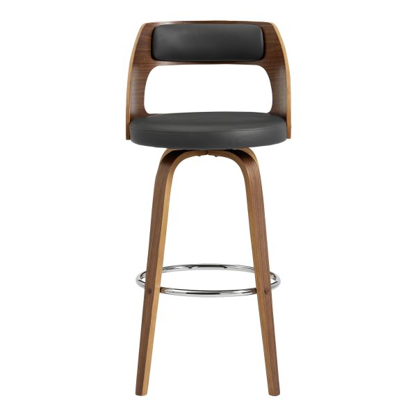 26" Gray And Brown Swivel Counter Height Bar Chair - Image 2