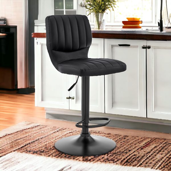 25" Black Iron Swivel Adjustable Height Bar Chair - Image 2