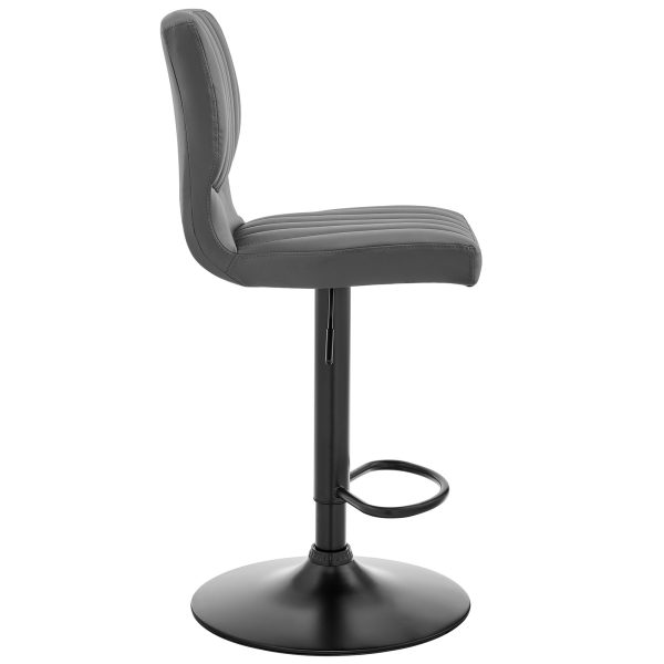 25" Gray And Black Iron Swivel Adjustable Height Bar Chair - Image 3