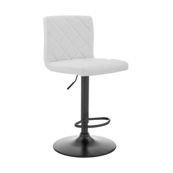 24" White And Black Iron Swivel Low Back Adjustable Height Bar Chair - Image 2