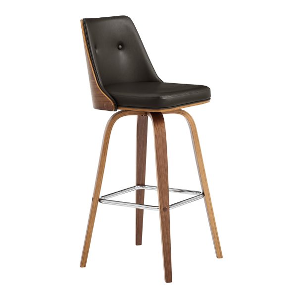 26" Brown Faux Leather Counter Height Swivel Bar Chair - Image 3