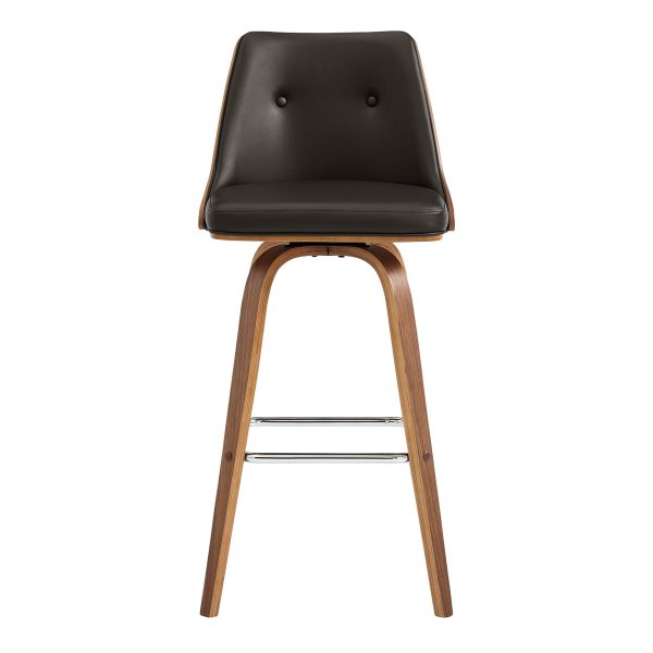 26" Brown Faux Leather Counter Height Swivel Bar Chair - Image 2