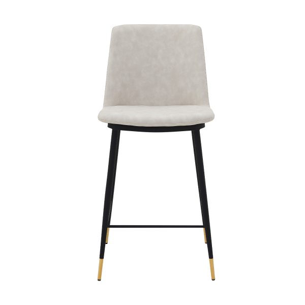 26" Cream And Black Faux Leather And Iron Counter Height Bar Chair - Image 3