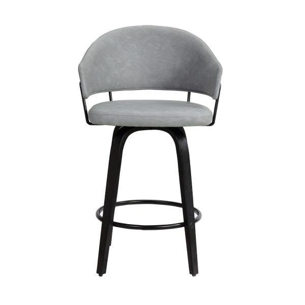 26" Gray And Black Iron Swivel Low Back Counter Height Bar Chair - Image 3