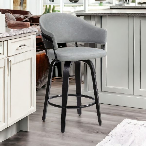 26" Gray And Black Iron Swivel Low Back Counter Height Bar Chair - Image 2