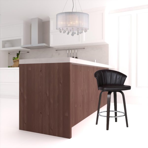 26" Dark Brown Iron Swivel Low Back Counter Height Bar Chair - Image 2