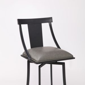 26" Gray And Black Iron Swivel Counter Height Bar Chair