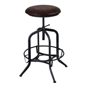 24" Brown And Gray Iron Backless Adjustable Height Bar Chair