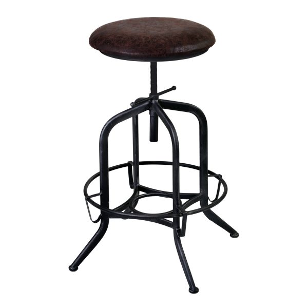 24" Brown And Gray Iron Backless Adjustable Height Bar Chair