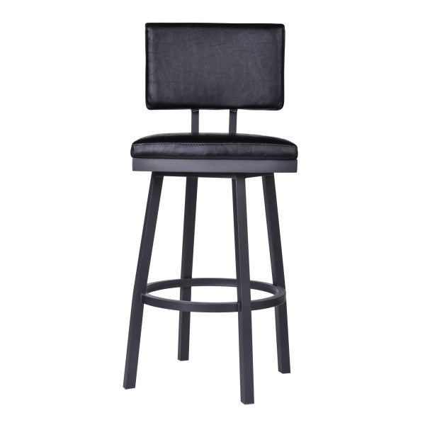 26" Black Iron Swivel Counter Height Bar Chair - Image 2