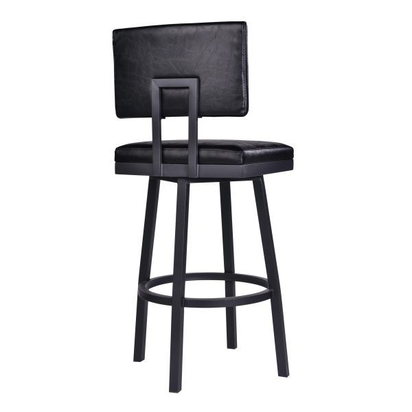 26" Black Iron Swivel Counter Height Bar Chair - Image 3