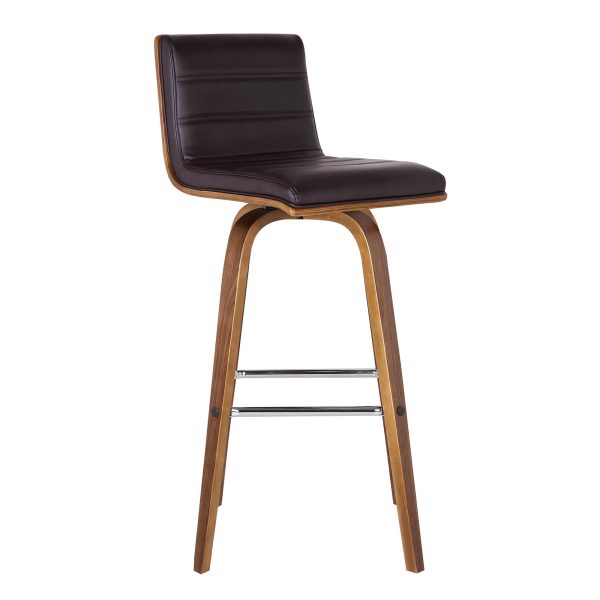 26" Brown Solid Wood Swivel Low Back Counter Height Bar Chair - Image 3