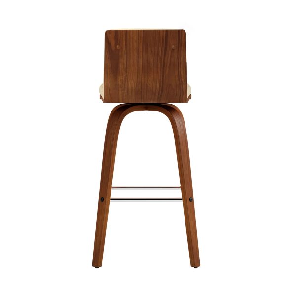 26" Cream and Brown Fabric and Iron Low Back Counter Height Swivel Bar Chair - Image 3