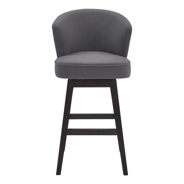 27" Gray And Espresso Solid Wood Swivel Low Back Counter Height Bar Chair - Image 2