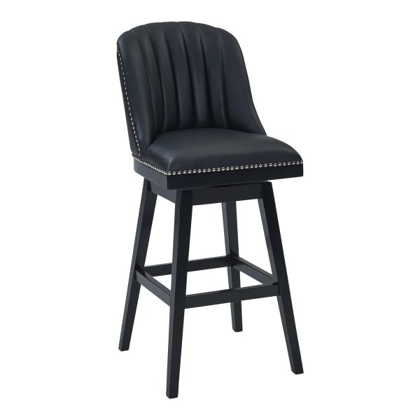 27" Black Solid Wood Counter Height Swivel Bar Chair - Image 3